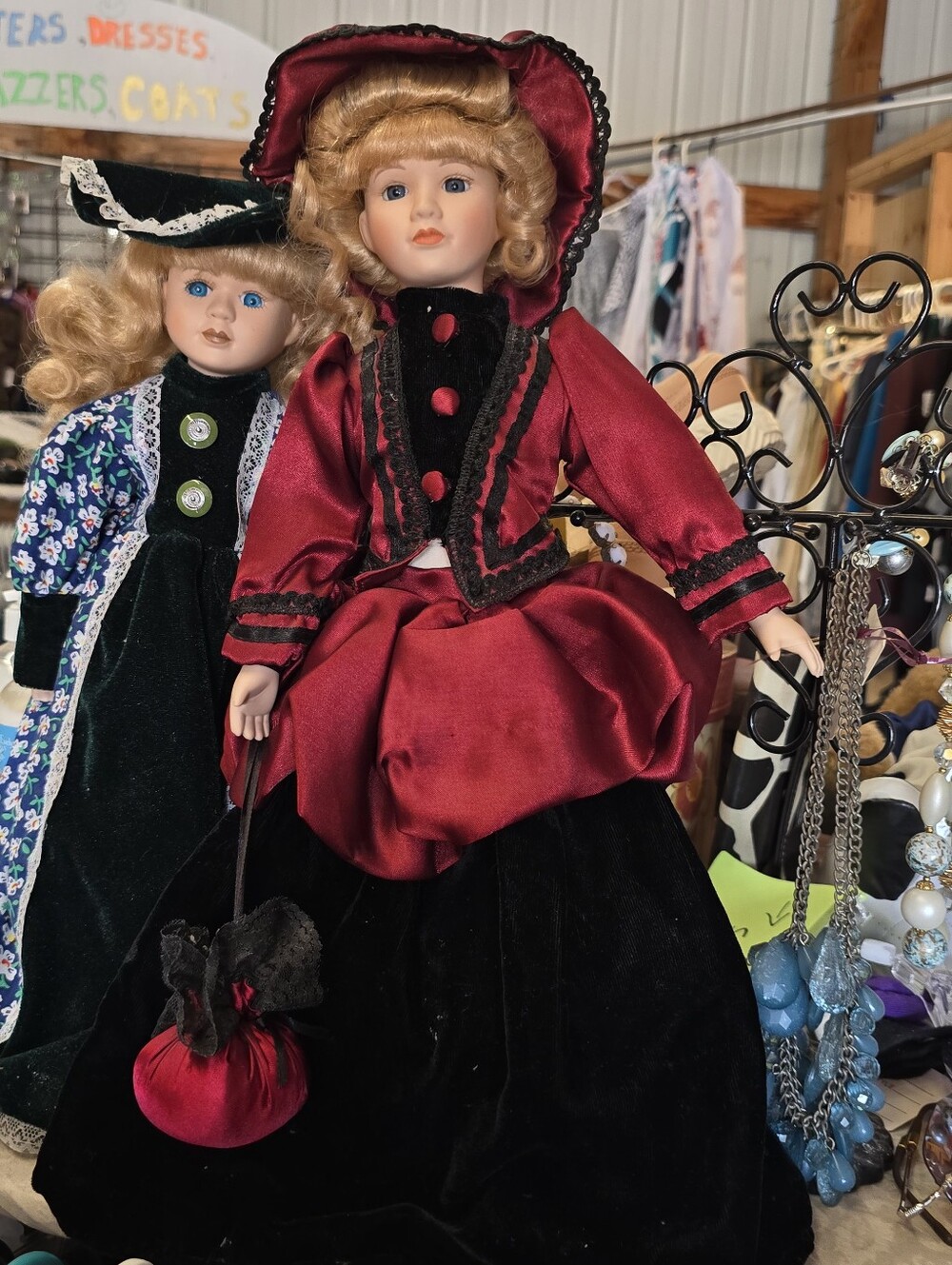 3 Porcelain Vintage Tall Collectors Dolls Out Of Box